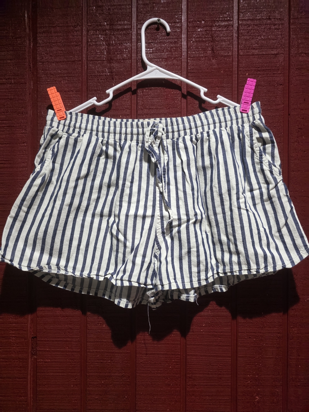 Universal Thread Navy and White Striped High-Waist Drawstring Shorts